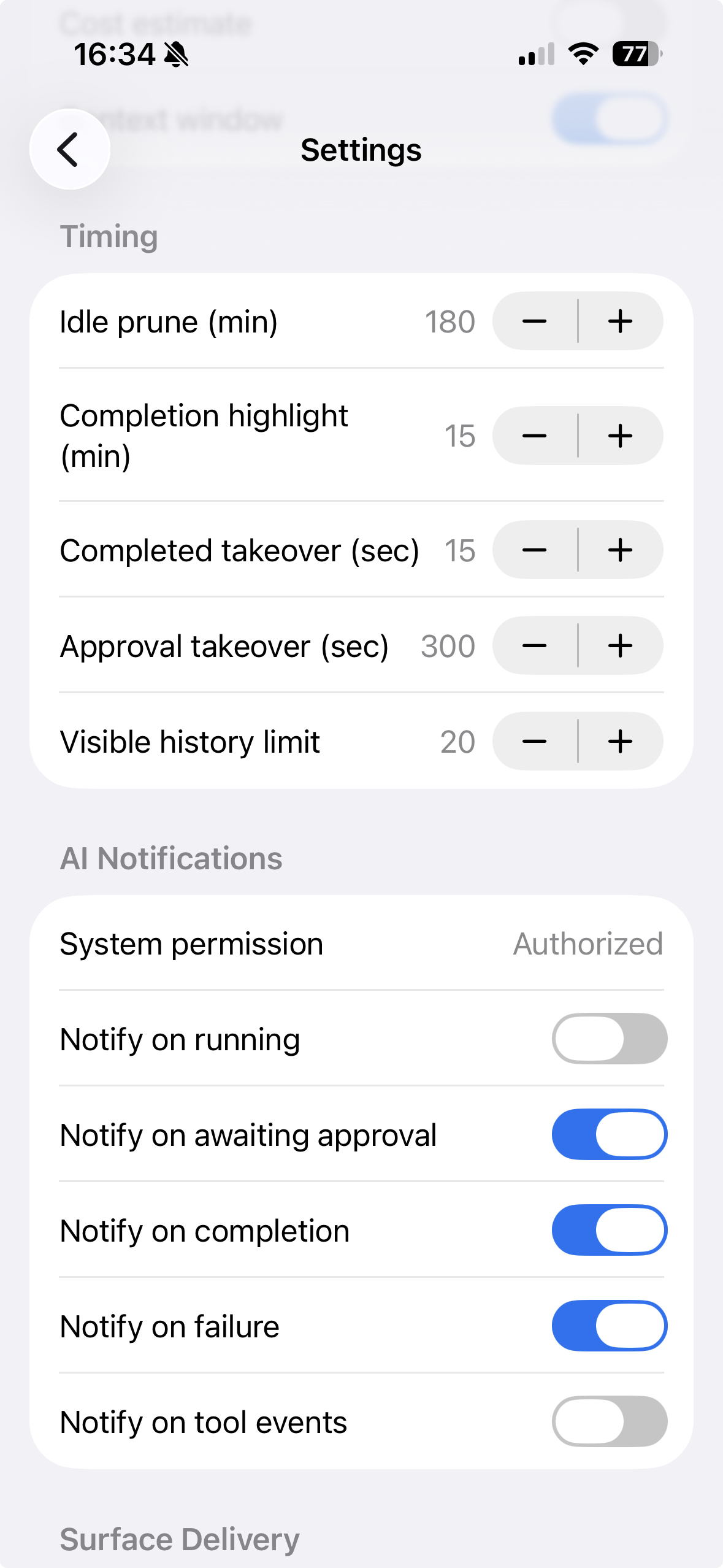 SnitchPet AI notification timing and toggle settings