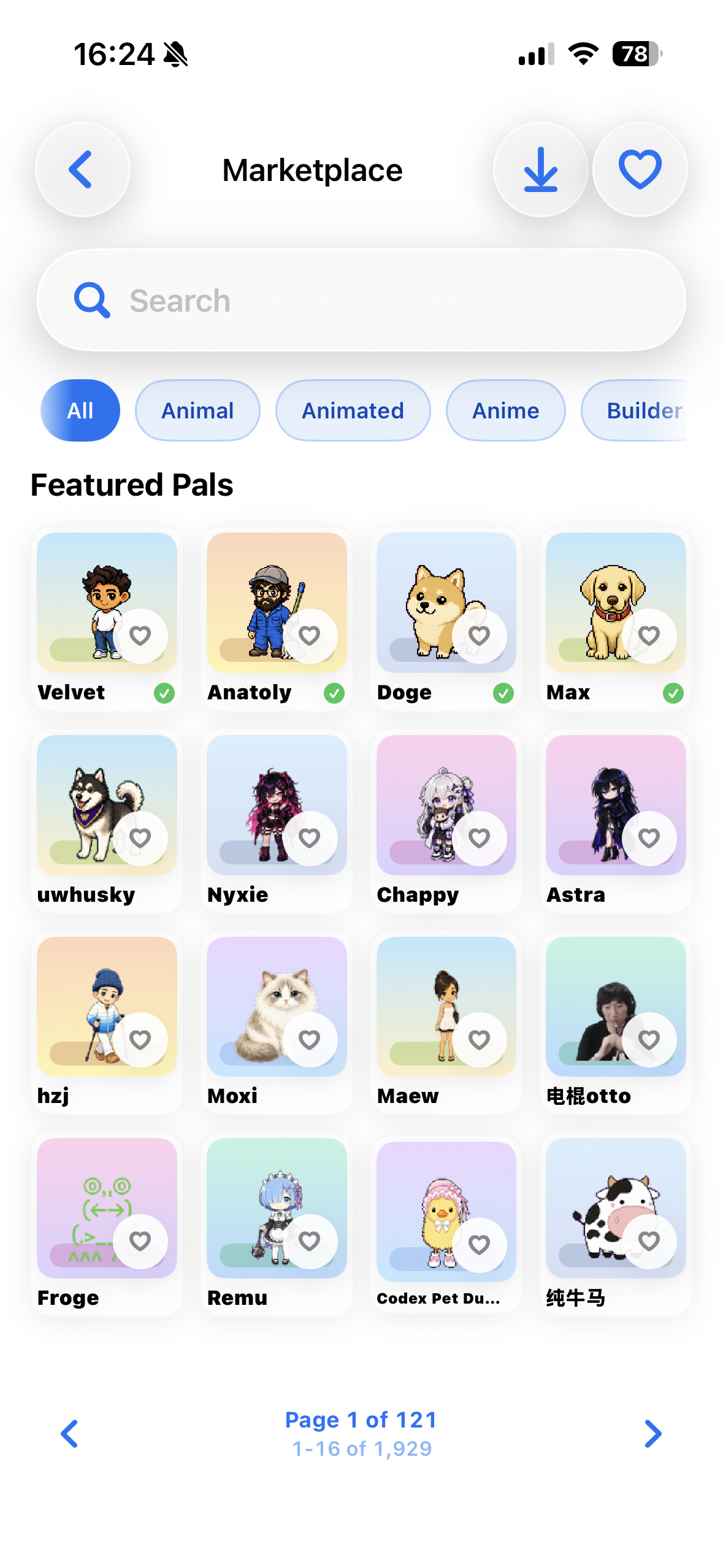 SnitchPet marketplace with featured pets