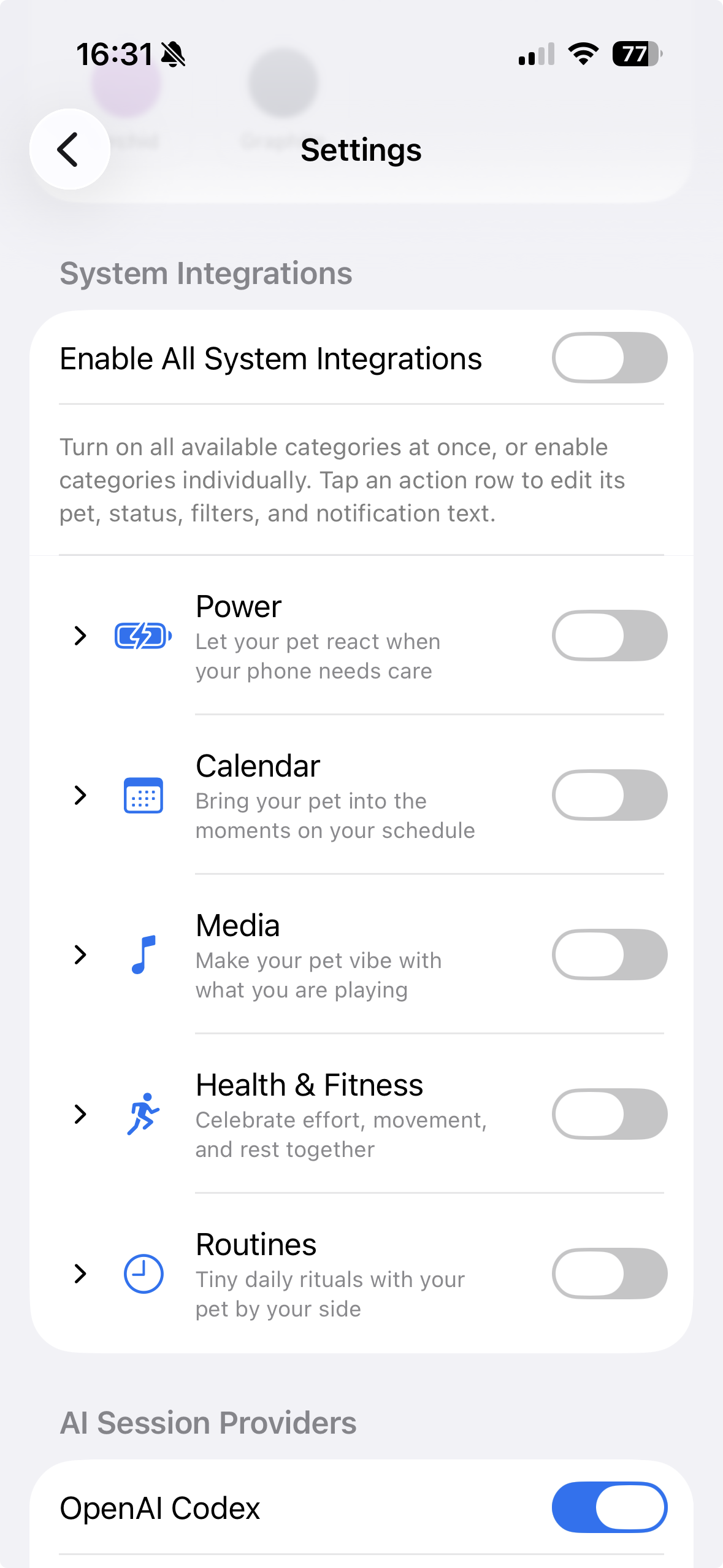 SnitchPet system integrations settings
